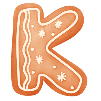 Watercolor Hand Drawn Gingerbread Alphabet Christmas Clip Art png