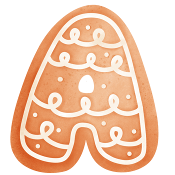 Watercolor Hand Drawn Gingerbread Alphabet Christmas Clip Art png