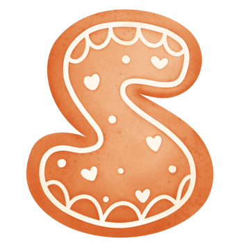 Watercolor Hand Drawn Gingerbread Alphabet Christmas Clip Art png