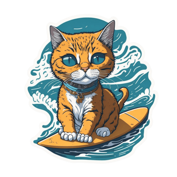 Surf cat in the sea png