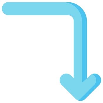 curved down arrow vector flat icon
