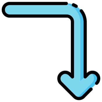 curved down arrow vector filled icon
