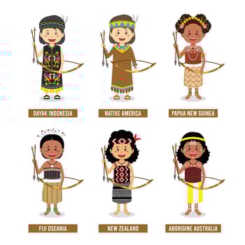Cartoons of Various Tribes in the World vector