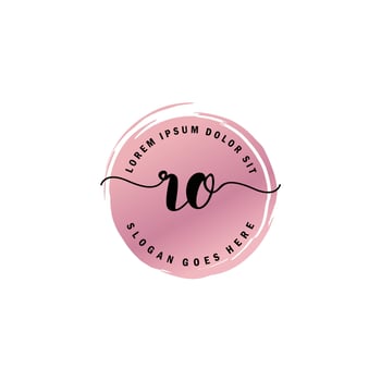 RO Initial Letter handwriting logo with circle brush template vector