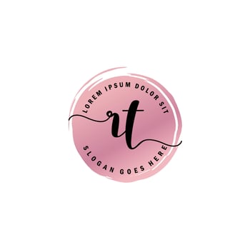 RT Initial Letter handwriting logo with circle brush template vector