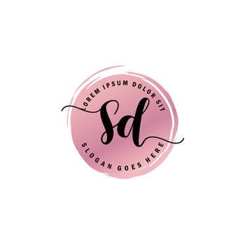 SD Initial Letter handwriting logo with circle brush template vector