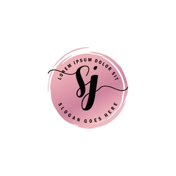 SJ Initial Letter handwriting logo with circle brush template vector