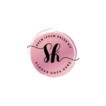 SK Initial Letter handwriting logo with circle brush template vector