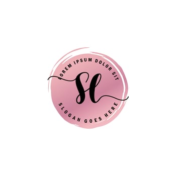 SL Initial Letter handwriting logo with circle brush template vector