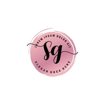 SG Initial Letter handwriting logo with circle brush template vector