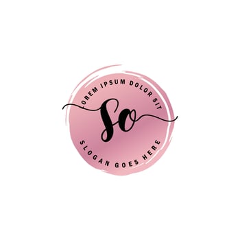 SO Initial Letter handwriting logo with circle brush template vector