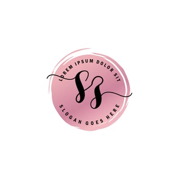 SZ Initial Letter handwriting logo with circle brush template vector