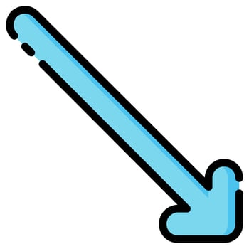 right down arrow vector filled icon