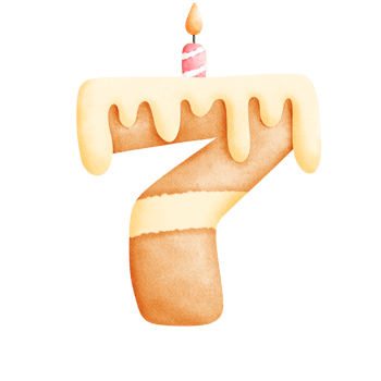 birthday cake number seven watercolor illustration png