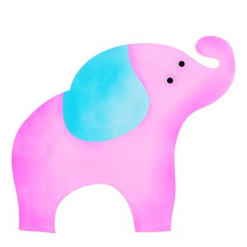 an elephant with a blue and pink color png