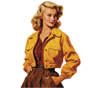 Vintage Autumn Vibe Pin-up Girl Seasonal Illustration png