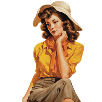 Vintage Autumn Vibe Pin-up Girl Seasonal Illustration png