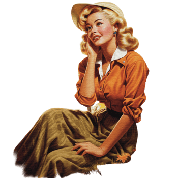 Vintage Autumn Vibe Pin-up Girl Seasonal Illustration png