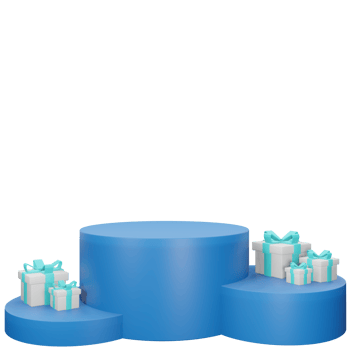 3D Blue Podium with Gift Boxes png