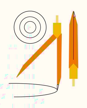 Doodle compasses drawing circles set vector illustration