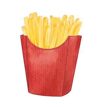 French fries chips watercolor png