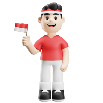 3d male character independence day of indonesia holding indonesian flag png