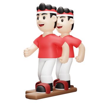 3d male character independence day of indonesia clog competition png