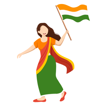 Happy Independence Day of India With Girl Holding Flag png