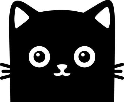 Black cat cube head face cartoon vector illustration