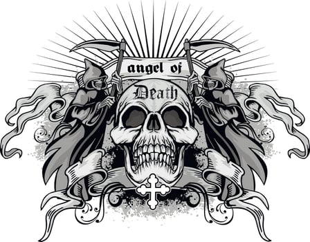 Gothic sign with skull, grunge vintage design t shirts vector