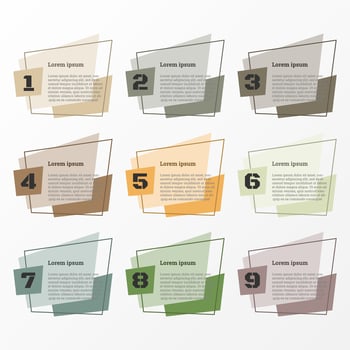 Infographic used for detailed reports of all 9 topics. vector