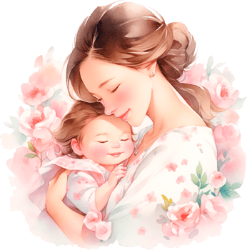 Watercolor Beautiful Silhouette Mother Holding a Baby in Hand Happy Mother's Day. png