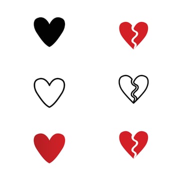 Set of red vector hearts icons, love symbol, isolated on white. Saint Valentines Day symbol