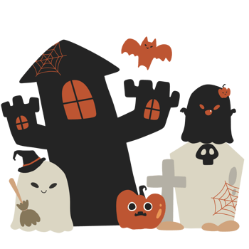 Halloween fullmoon pumpkin ghost cute horror graphic illustration png