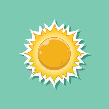 Flat cartoon vector of cute sun