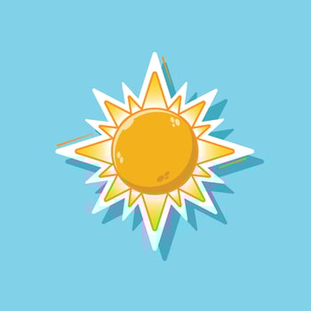 Flat design vector of sun cartoon illustration