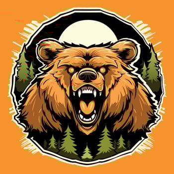 Vector Aggressive Bear Head Mascot Illustration