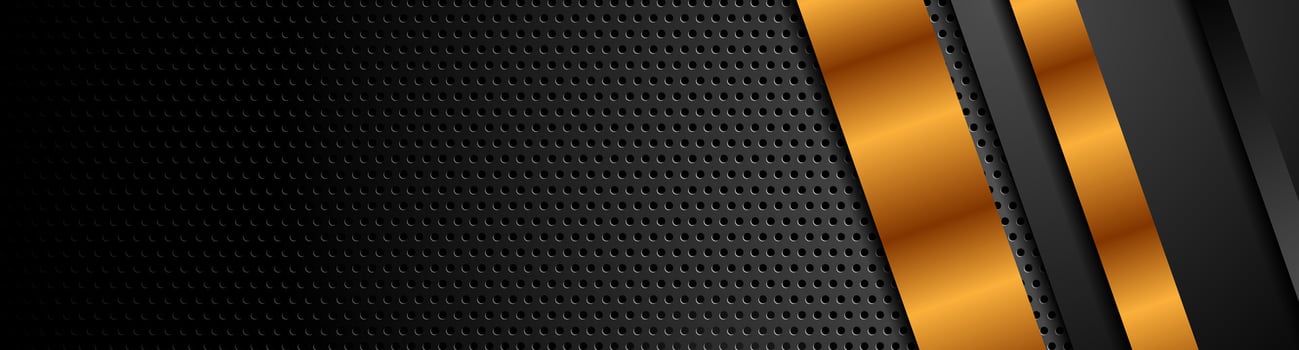 Black bronze stripes on dark perforated background vector