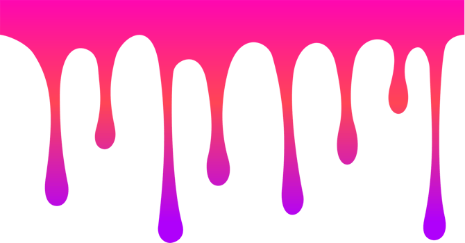 Melted drips shape. Drop flow of neon gradient liquid. Sauce chocolate ink splashes. png