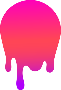 Melted drips shape. Drop flow of neon gradient liquid. Sauce chocolate ink splashes. png