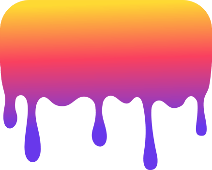 Melted drips shape. Drop flow of neon gradient liquid. Sauce chocolate ink splashes. png