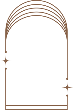 Aesthetic frame shape. Outline minimal graphic elements with stars. Abstract boho arch with sparkles. Trendy geometric template for poster and story. png