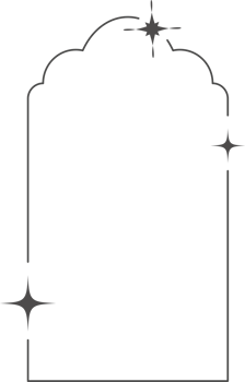 Aesthetic frame shape. Outline minimal graphic element with stars. Abstract boho arch with sparkles. Trendy ramadan islamic template for poster and story. png