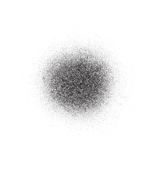 Spray circle gradient noise. Dotted round with grunge textured effect. Circular stipple brushed shape. Grainy blurred drip. png
