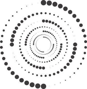 Dotted circle pattern. Abstract half tone graphic. Circular textured round spiral frame. Swirl geometric ring with gradation. png