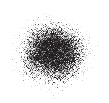 Spray circle gradient noise. Dotted round with grunge textured effect. Circular stipple brushed shape. Grainy blurred drip. png