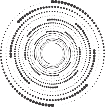 Dotted circle pattern. Abstract half tone graphic. Circular textured round spiral frame. Swirl geometric ring with gradation. png