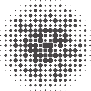 Circle dots with halftone pattern. Round gradient background. Element with gradation points texture. Abstract geometric shape. png