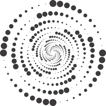 Dotted circle pattern. Abstract half tone graphic. Circular textured round spiral frame. Swirl geometric ring with gradation. png