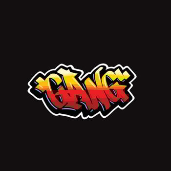 gang word text street art graffiti tagging for clothing brand vector